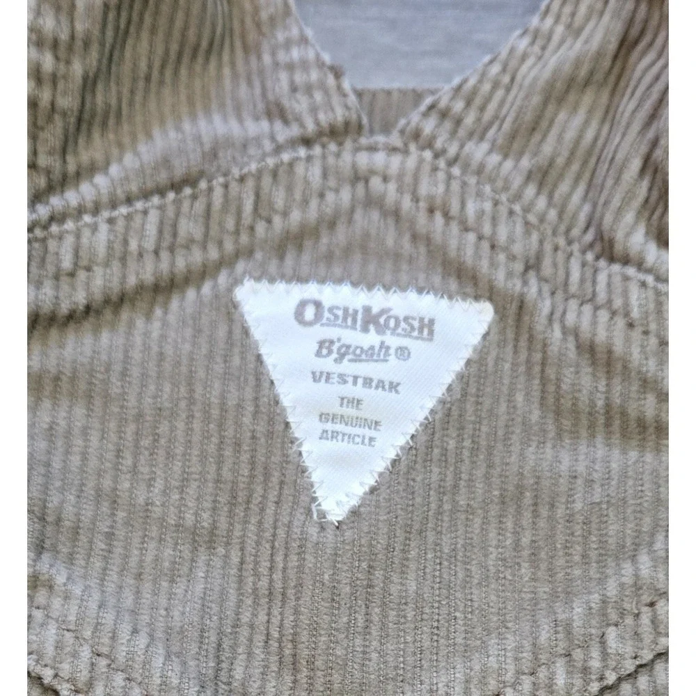 OshKosh B'gosh Vintage Brown Corduroy Vestbak Overalls Size 18M Cargo Bib